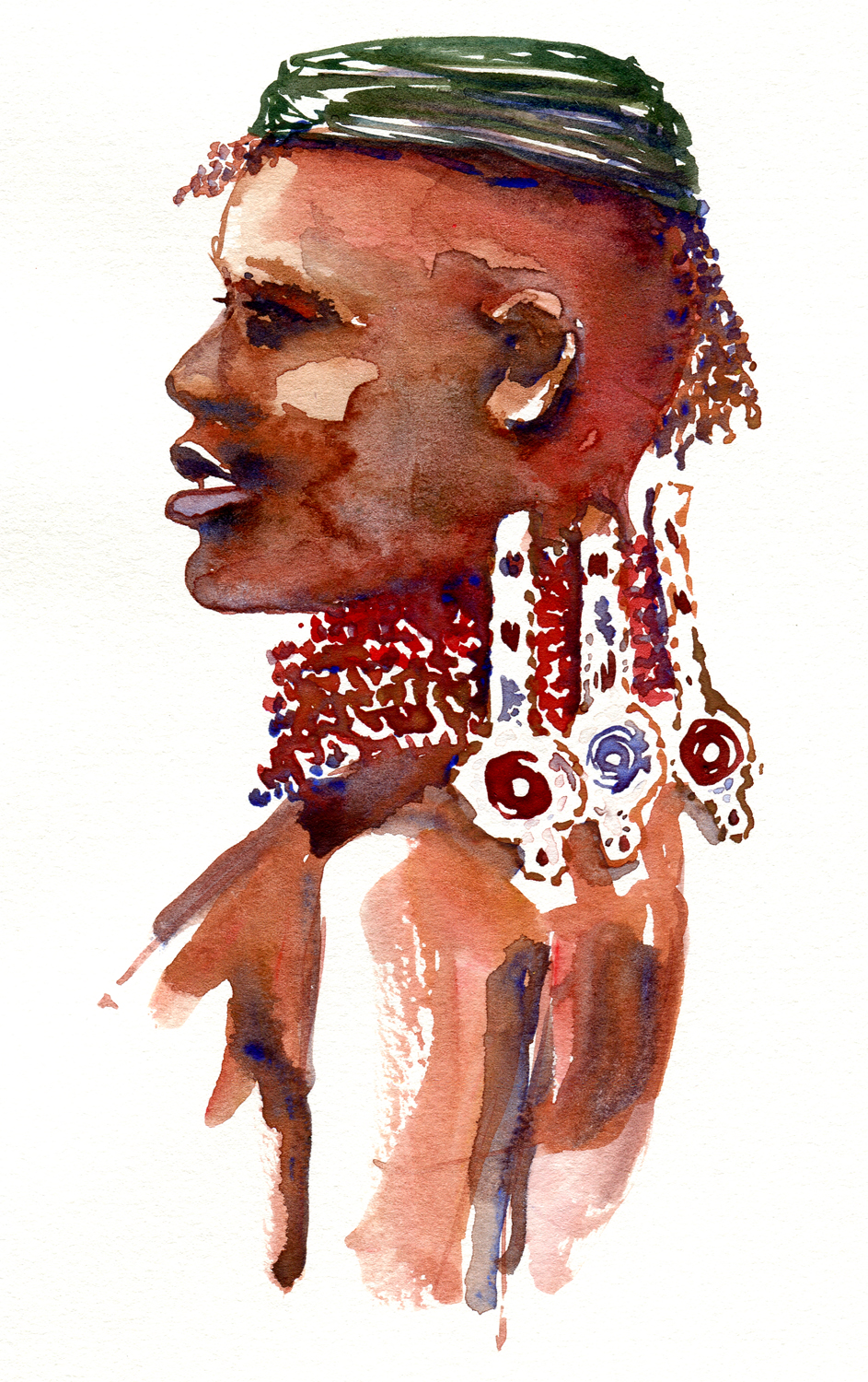Nomad portrait watercolor by frits ahlefeldt
